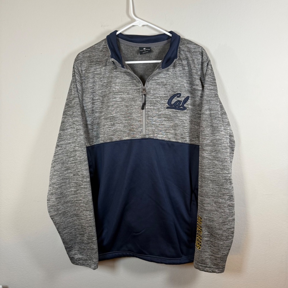 Colosseum Cal Golden Bears Quarter Zip Pullover Jacket Men's Size L Gray Navy